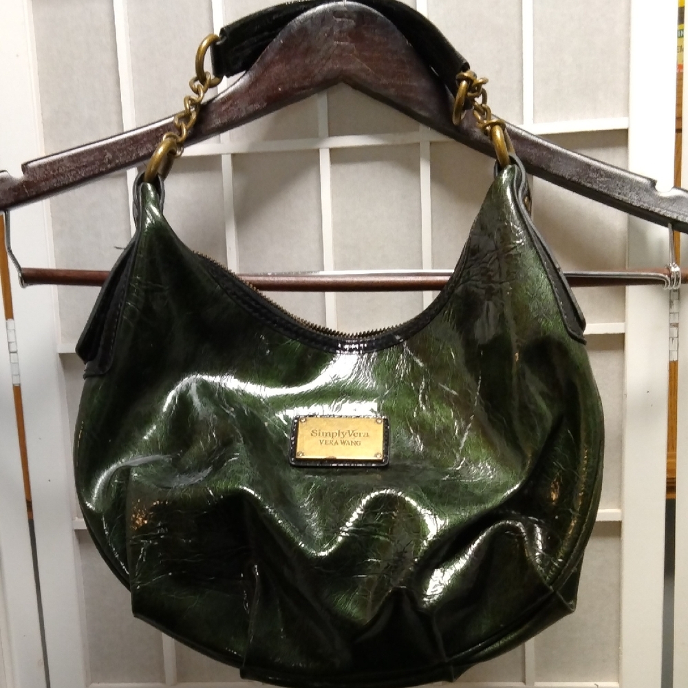 Simply Vera Vera Wang Forest Green Hobo Bag with Gold Accents